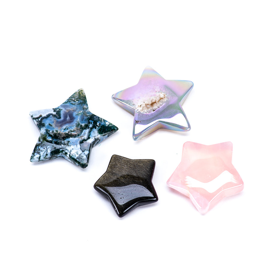 Moss Agate Crystal Stars
