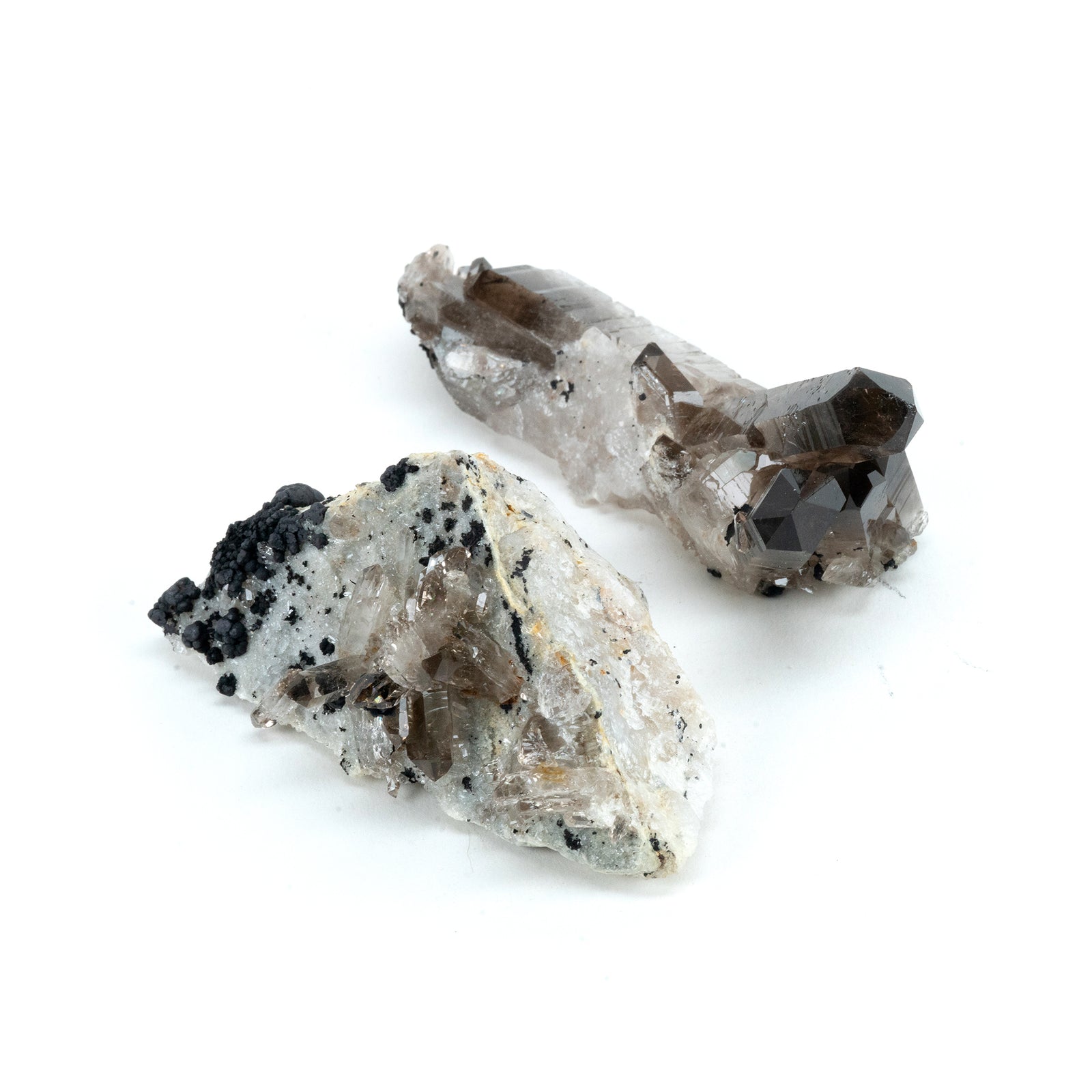 Smoky Quartz Cluster with Black Tourmaline