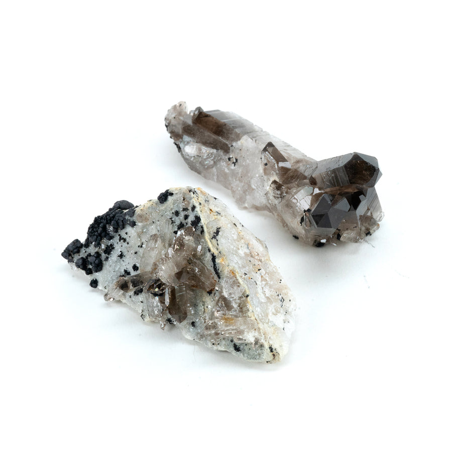 Smoky Quartz Cluster with Black Tourmaline