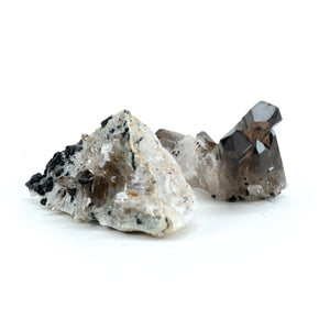 Smoky Quartz Cluster with Black Tourmaline