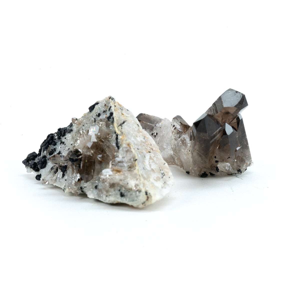 Smoky Quartz Cluster with Black Tourmaline