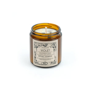 Violet Ritual Candle with Quartz and Herbs *limited edition*