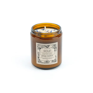 Violet Ritual Candle with Quartz and Herbs *limited edition*