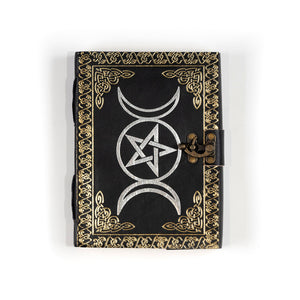 Triple Moon with Pentagram Leather Notebook