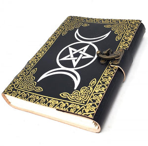 Triple Moon with Pentagram Leather Notebook