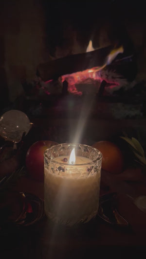 Winter Solstice & Yule Ritual Candle with Quartz and Herbs