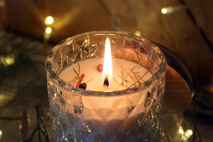 Winter Solstice & Yule Ritual Candle with Quartz and Herbs