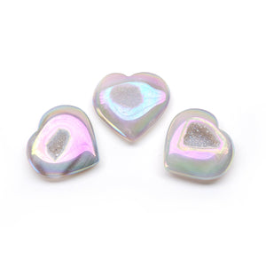 Aura Agate Druzy Hearts