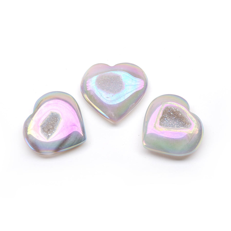 Aura Agate Druzy Hearts