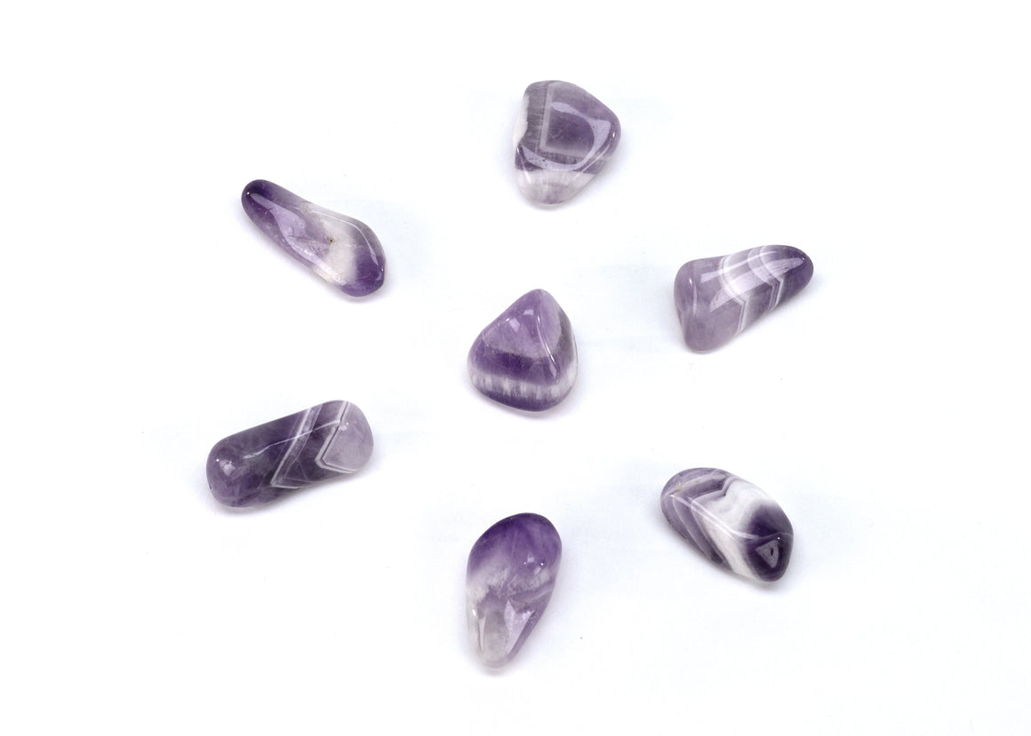 Banded Amethyst, tumbled, 2 pieces