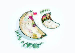 Crescent Moon Brass Offering Tray, small and large