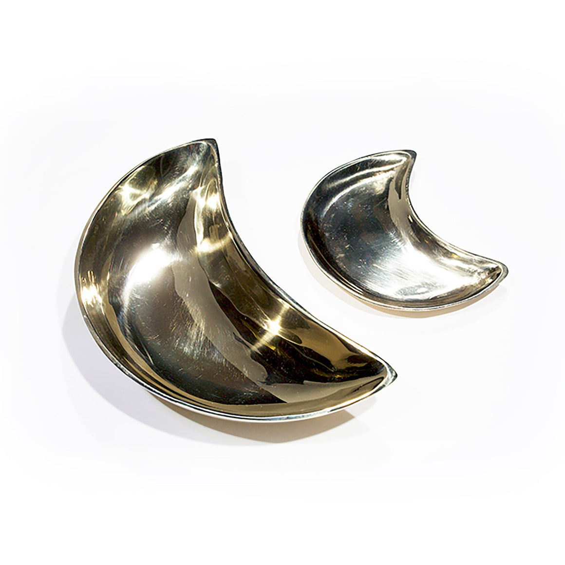 Crescent Moon Brass Offering Tray, small and large