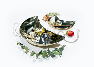 Crescent Moon Brass Offering Tray, small and large