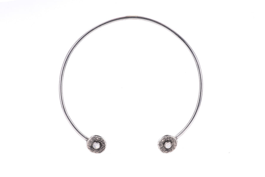 Large Circle Choker with Chain and Moonstone