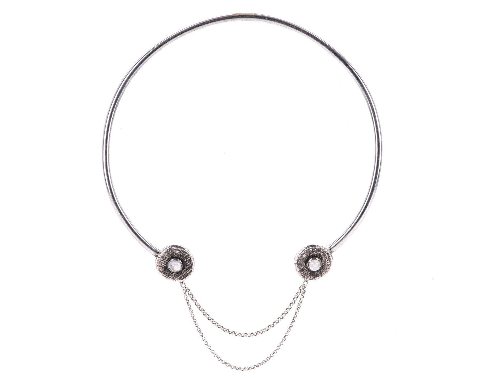 Large Circle Choker with Chain and Moonstone