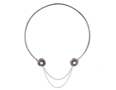 Large Circle Choker with Chain and Moonstone