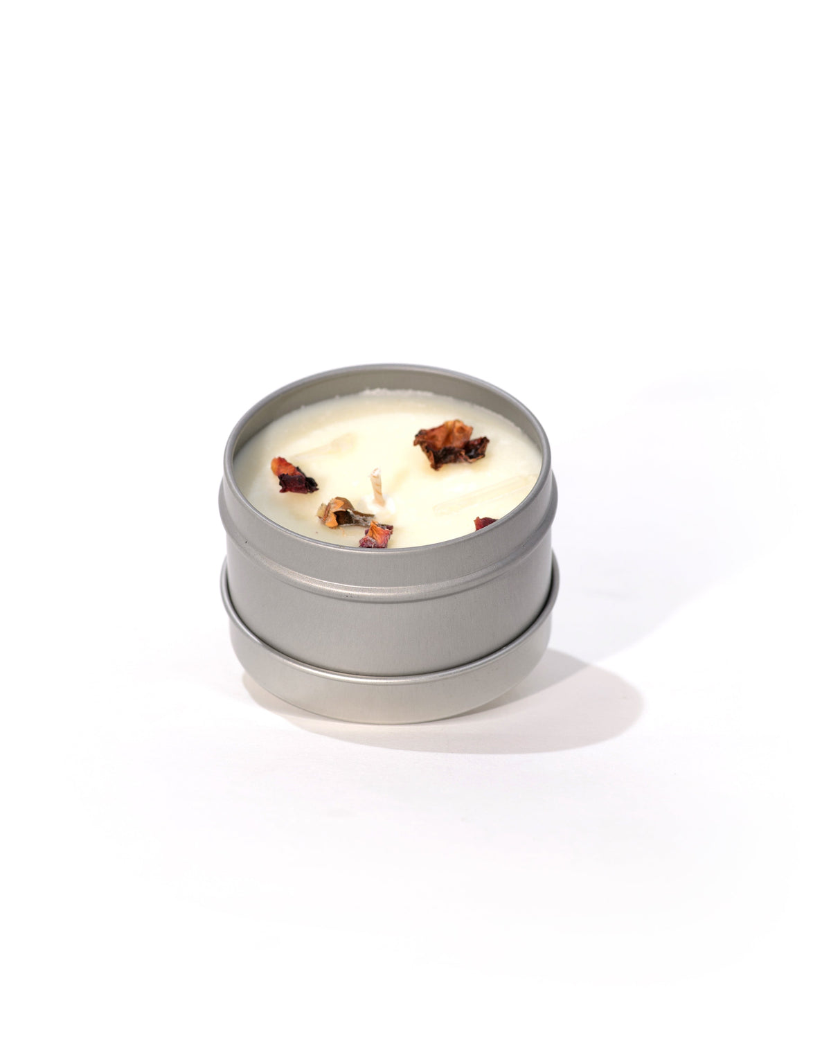 Roses Ritual Candle Handmade with Quartz and Herbs - JSouthernStudio