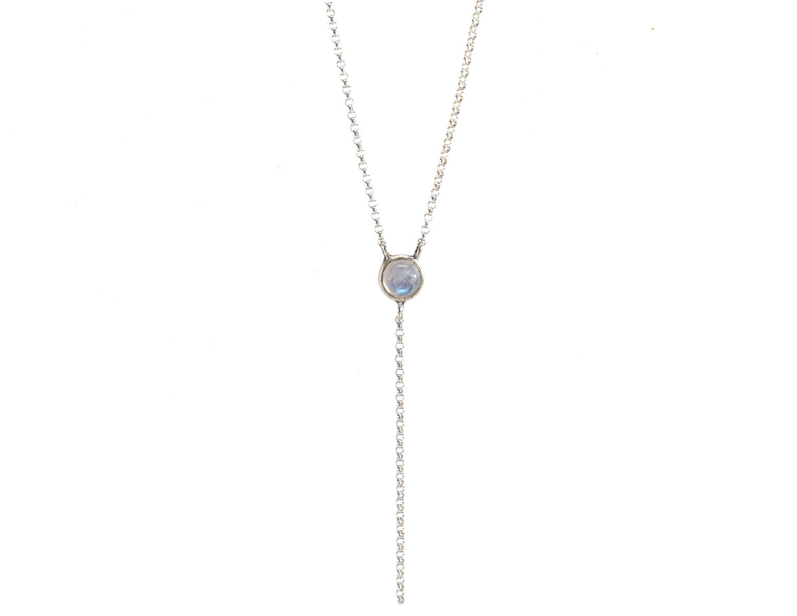 Simple Stone Necklace with Drop Chain