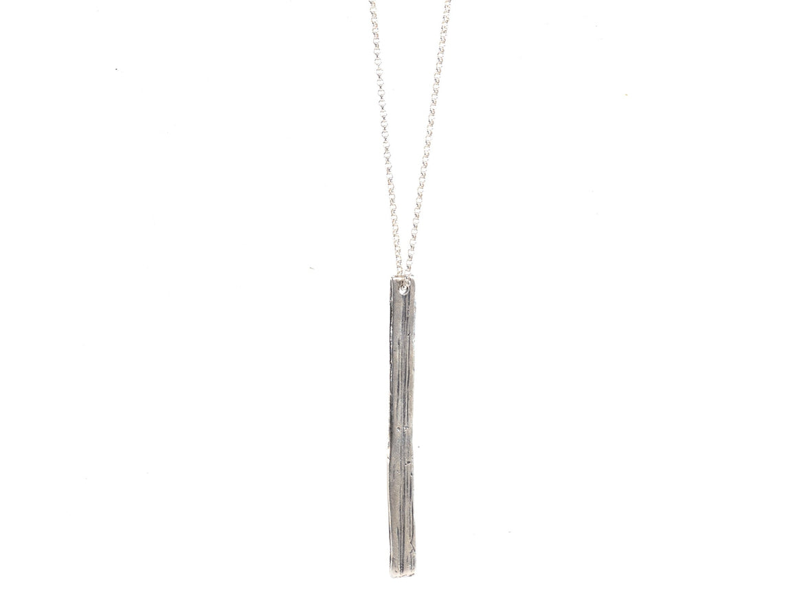 Unisex Silver Long Tab Necklace
