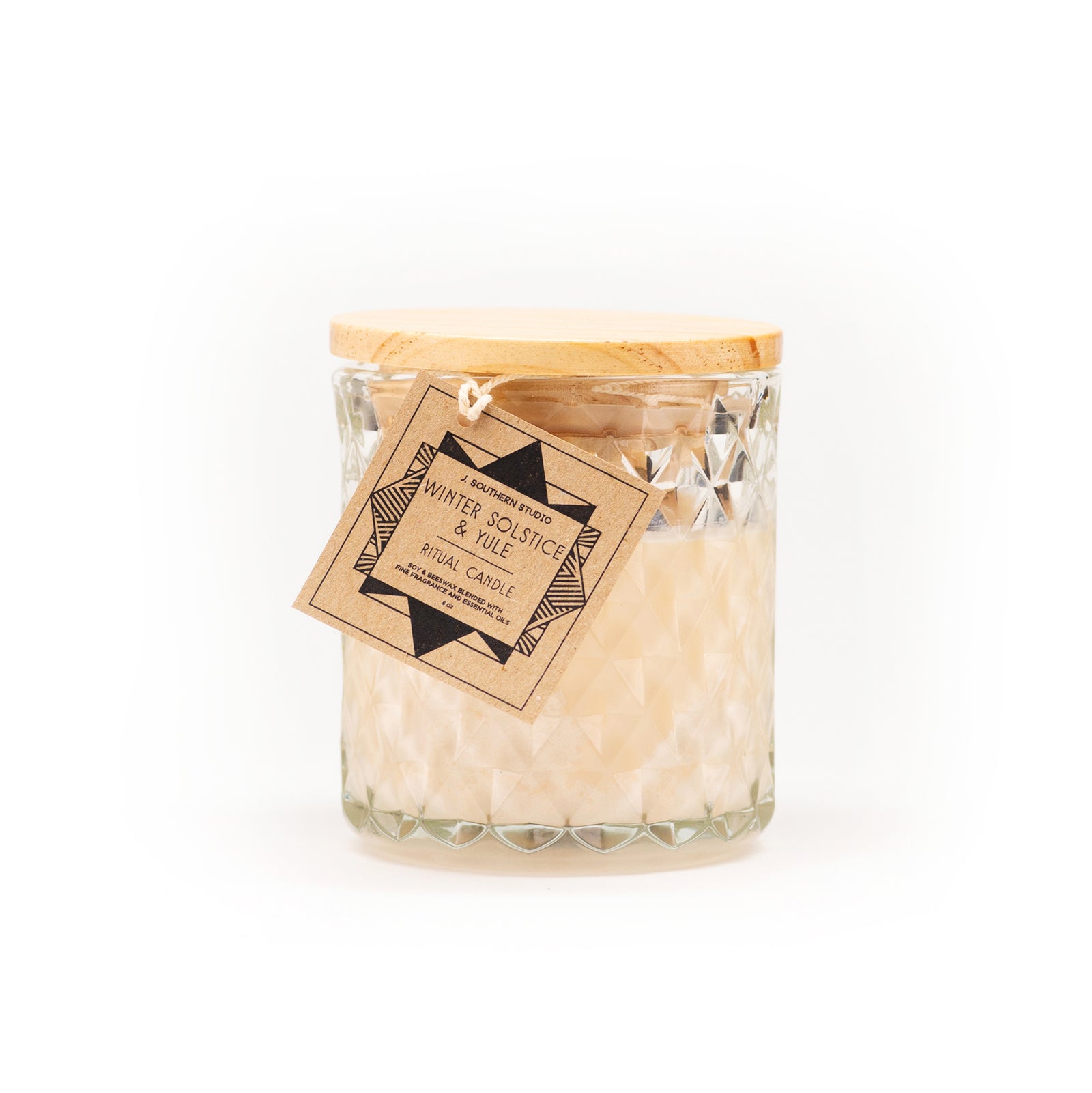 Winter Solstice & Yule Ritual Candle with Quartz and Herbs