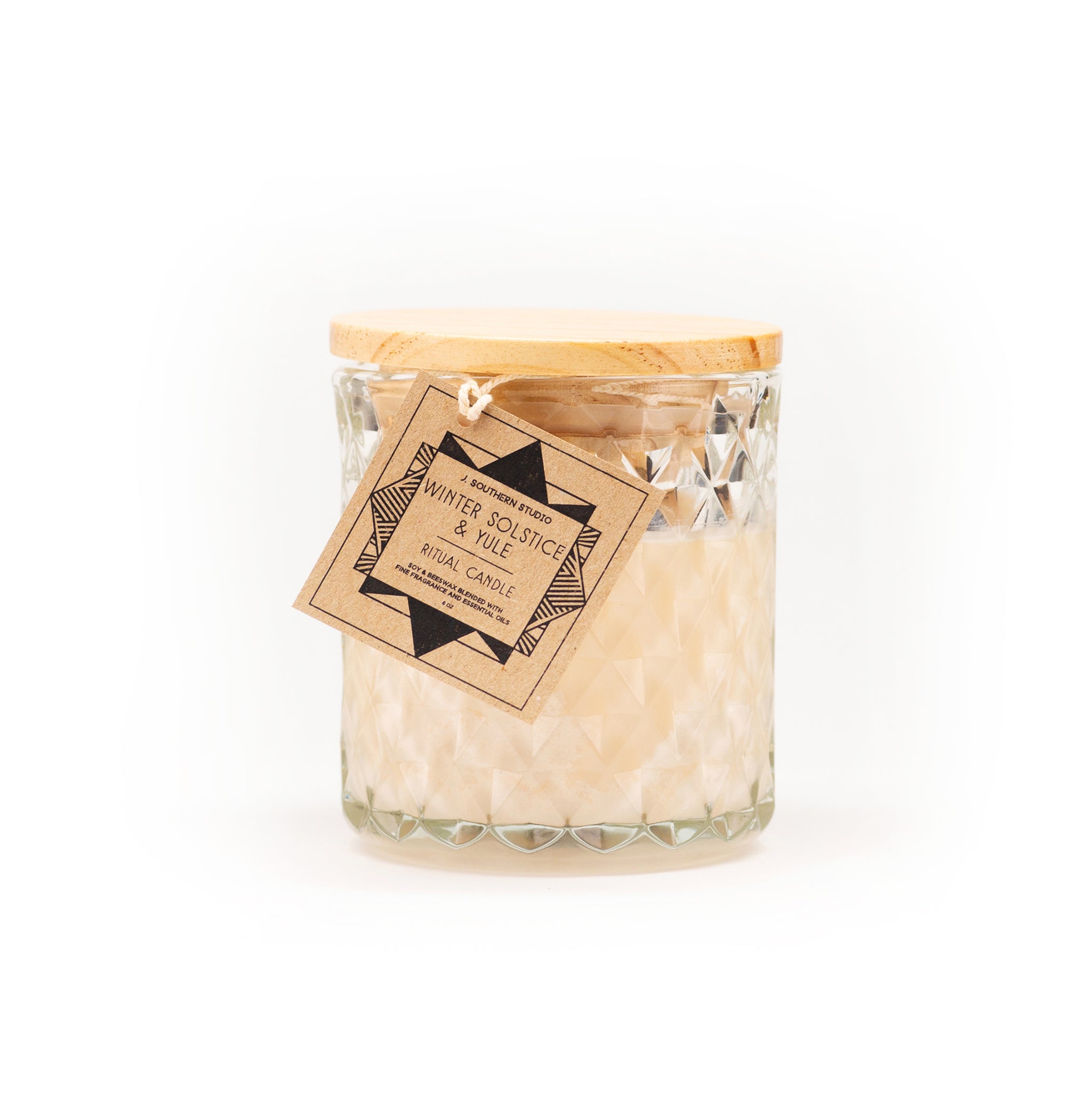 Winter Solstice & Yule Ritual Candle with Quartz and Herbs